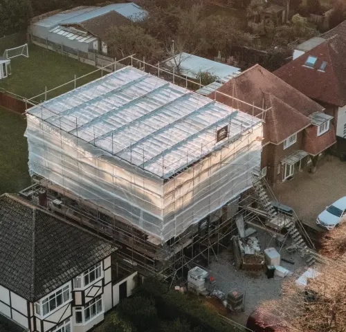 Temporary Roof Scaffold in Bournemouth erected to support a full exterior renovation project 2