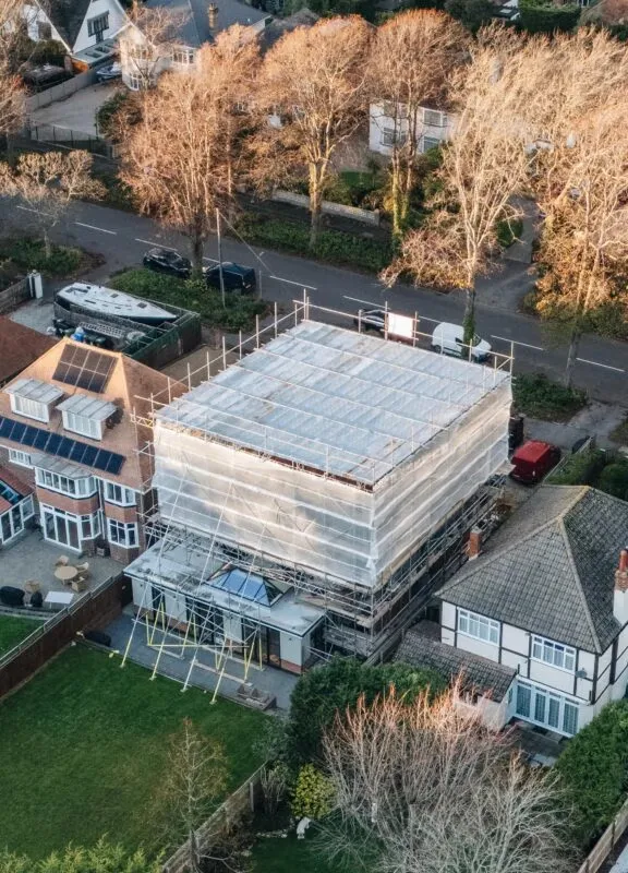 Temporary Roof Scaffold in Bournemouth erected to support a full exterior renovation project 4
