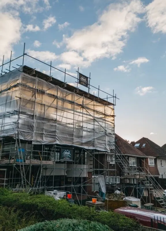 Temporary Roof Scaffold in Bournemouth erected to support a full exterior renovation project.