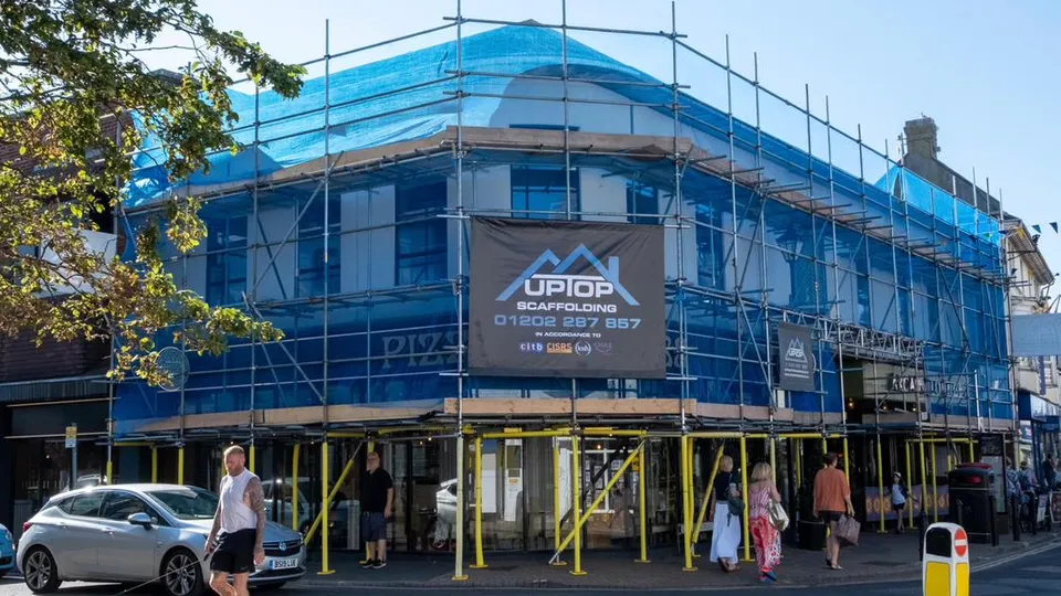 Street Scaffold for Soffit Repairs Christchurch Dorset