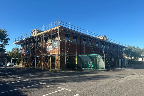 Scaffolding at New Fields Business Park, Poole