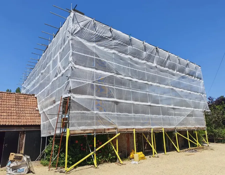 sheeted-temporary-roof-scaffold-sherborne-dorset