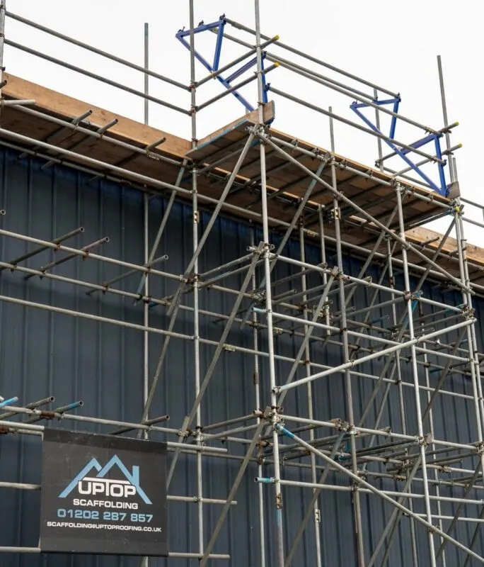 Commercial scaffolding installation for solar panel works at South Western Vehicle Auctions, Holton Heath, Dorset by Up Top Scaffolding