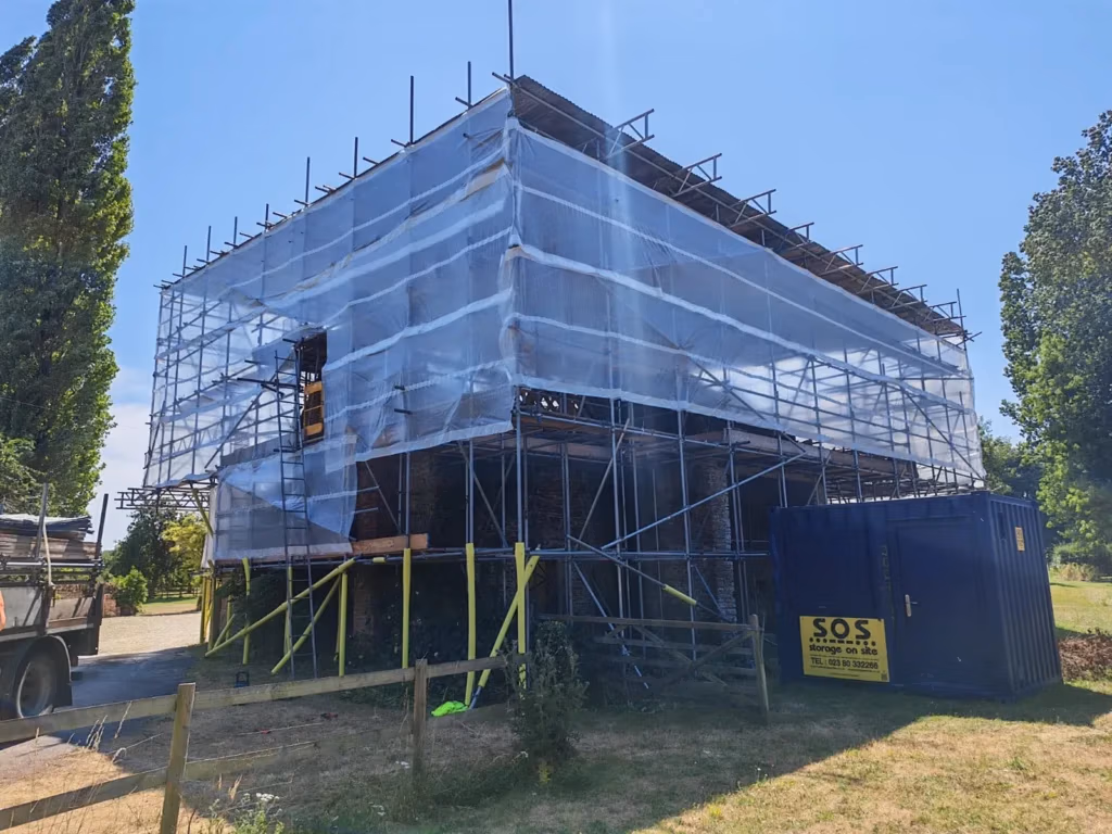 external-temporary-roof-scaffold-sherborne-dorset